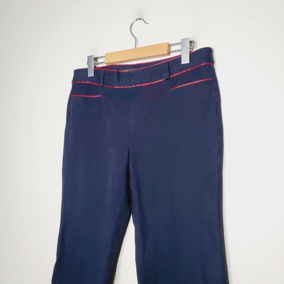 Banana Republic Pants Sloan Silk Trim Slim Ankle Work Career Trousers Navy Red 6 - Picture 6 of 12